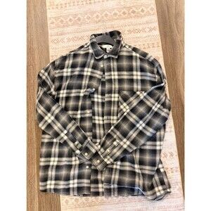 H&M Men’s Relaxed Fit Plaid Flannel Shirt - Grey & Black (Large